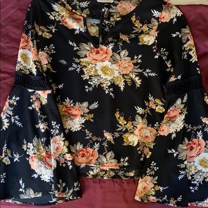 Floral bell sleeve top